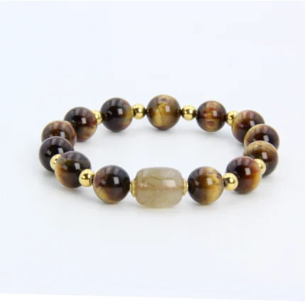 Pietersite and Golden Quartz Energy Bracelet - Double Awakening of Courage and Wealth