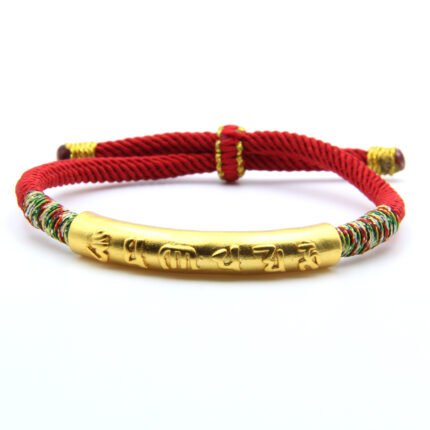Tibetan Red String Bracelet - Buddhist Lucky Charm
